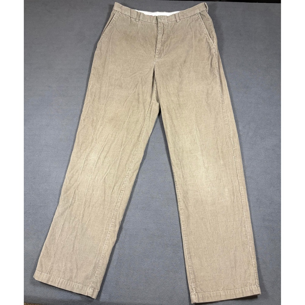 Haggar Corduroy Pants Mens 34x34 Tan Straight Leg Casual Flat Front